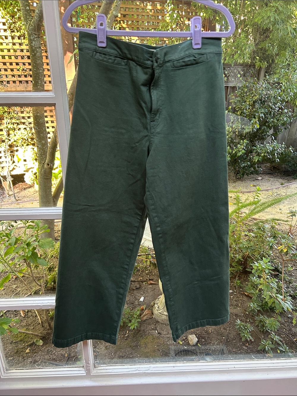 Madewell Forest Green Cropped Straight-Leg Pants